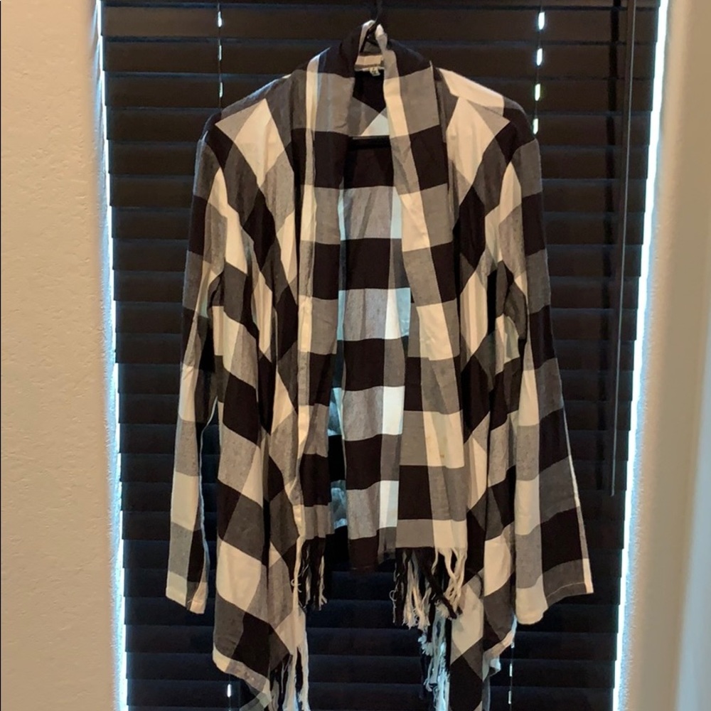 Black and White Plaid Cardigan